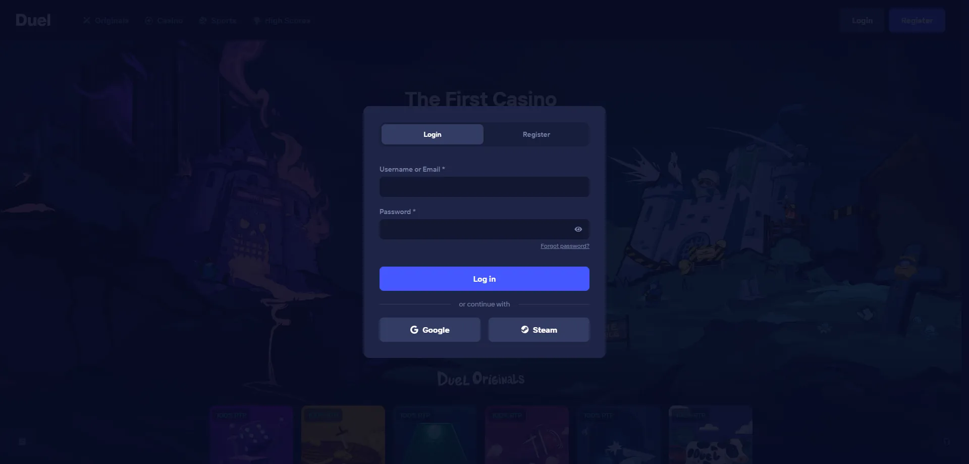 Conta de jogador no Duel Casino &mdash; acesso e login