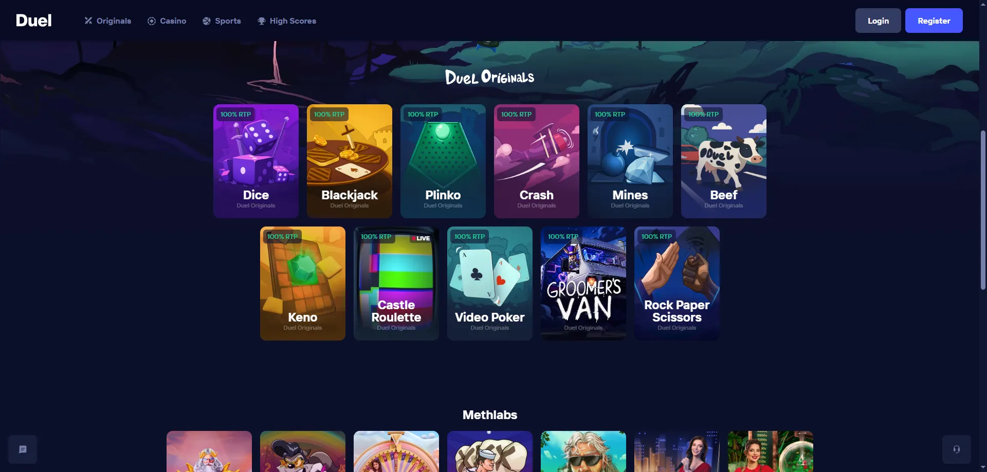 Cat&aacute;logo de jogos do Duel Casino &mdash; slots e cassino ao vivo